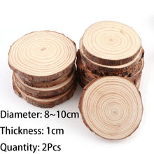 Load image into Gallery viewer, 3-12cm Thick 1 Pack Natural Pine Round Unfinished Wood Slices Circles With Tree Bark Log Discs DIY Crafts Wedding Party Painting
